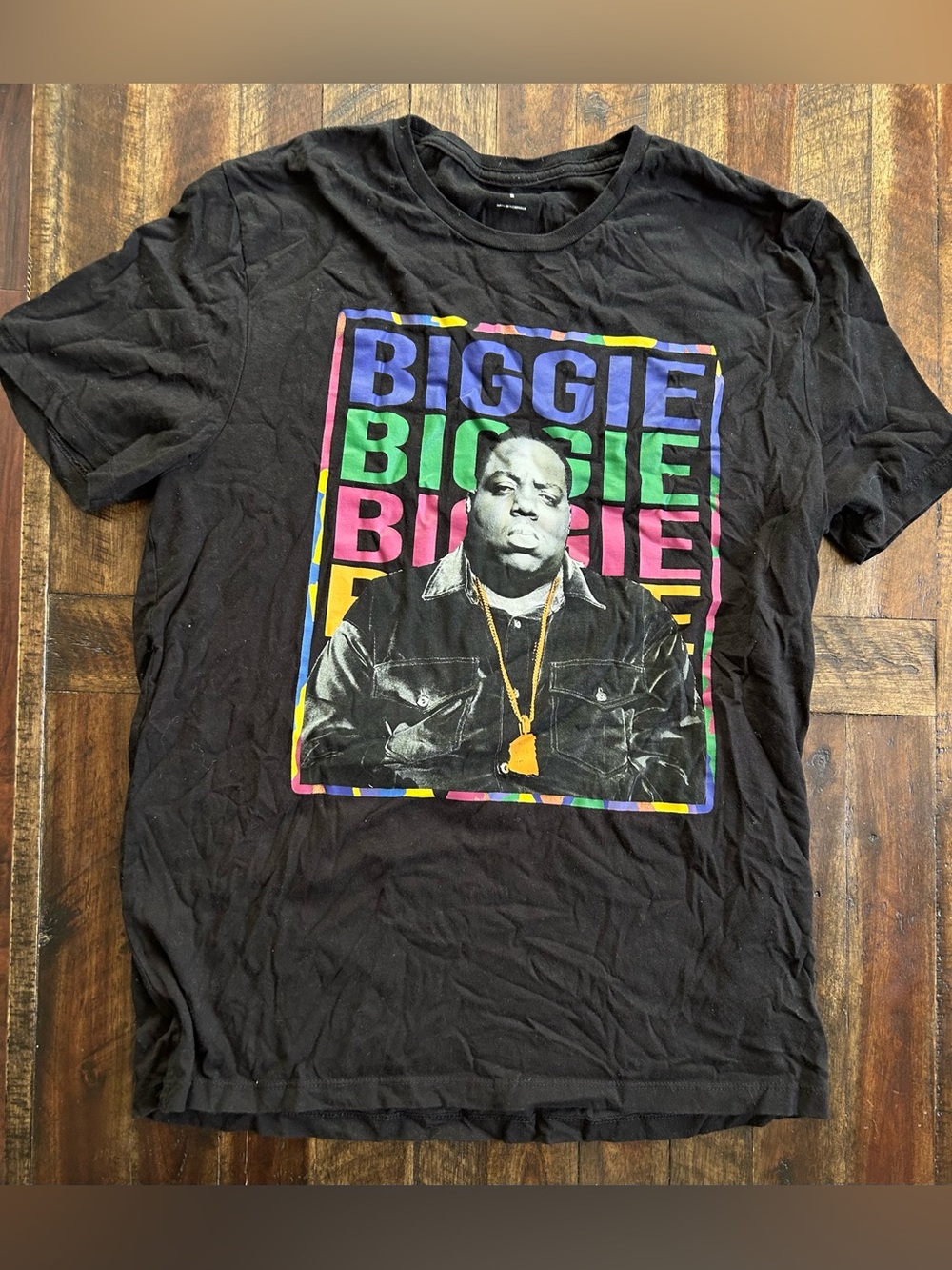 Old Navy Black Short Sleeve 'BIGGIE' Graphic Tee with Multicolor Print